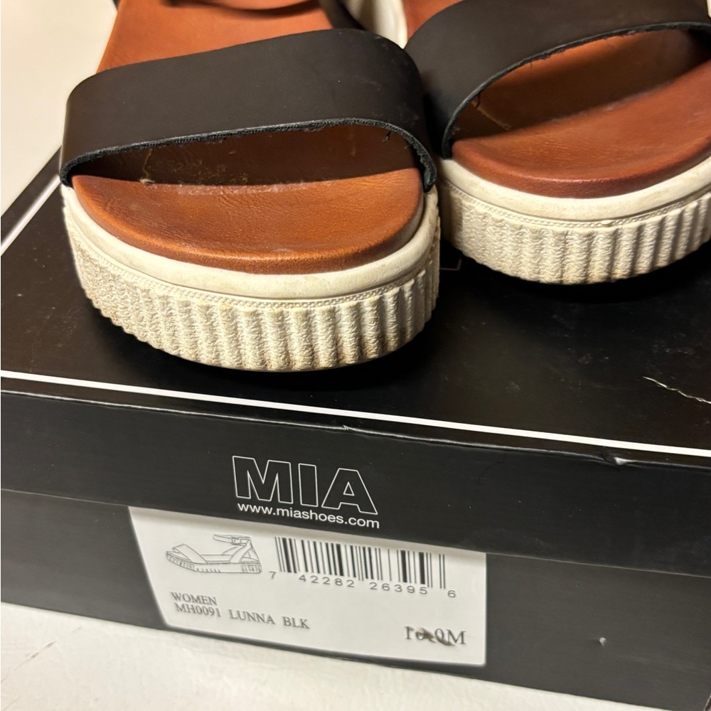 MIA Black and Tan Platform Sandals